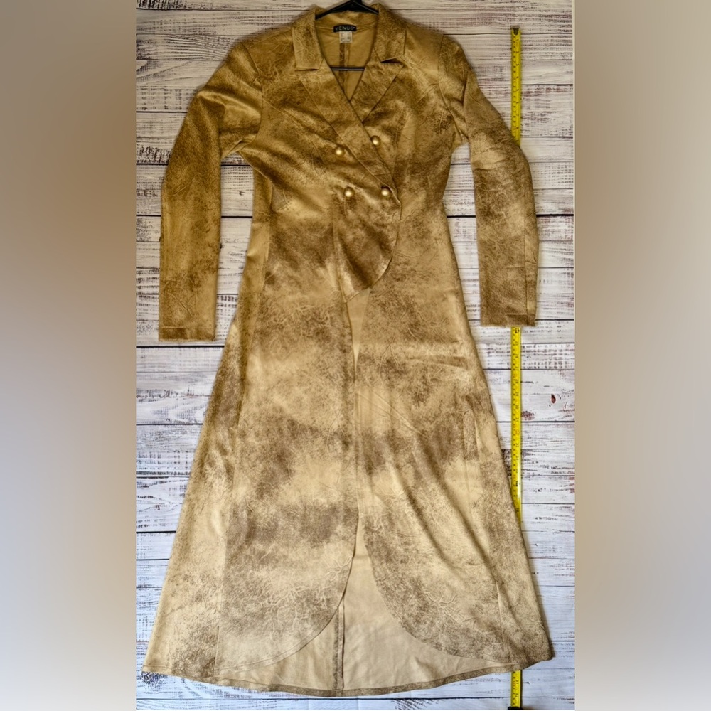 VENUS Brown Suede Duster with Button Detail